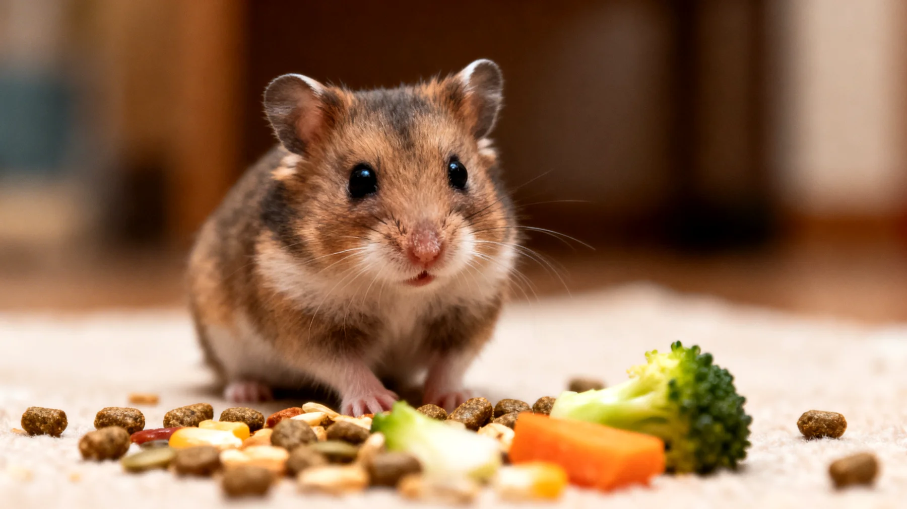 Junger Hamster verweigert bestimmte Futtersorten oder zeigt Unsicherheit bei der Futteraufnahme während der kritischen Entwicklungsphase"