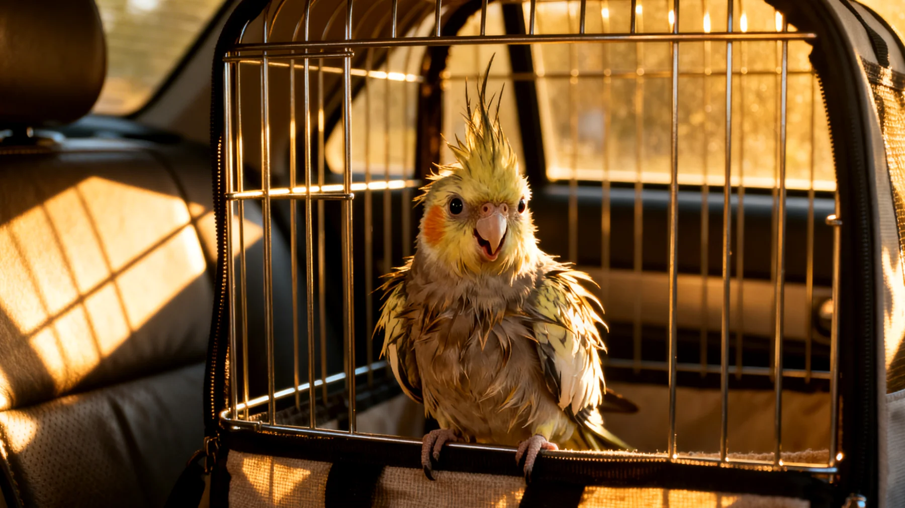 Nymphensittiche leiden während Reisen häufig unter Stress durch ungewohnte Umgebungen, Temperaturschwankungen und eingeschränkte Bewegungsfreiheit, was zu Verhaltensauffälligkeiten und gesundheitlichen Problemen führen kann"